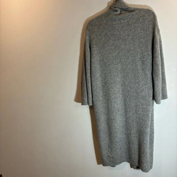 COMMUNITY Sz S Wool Yak Long Line Open Front Foldable Collar Pocket Cardigan - Picture 9 of 9